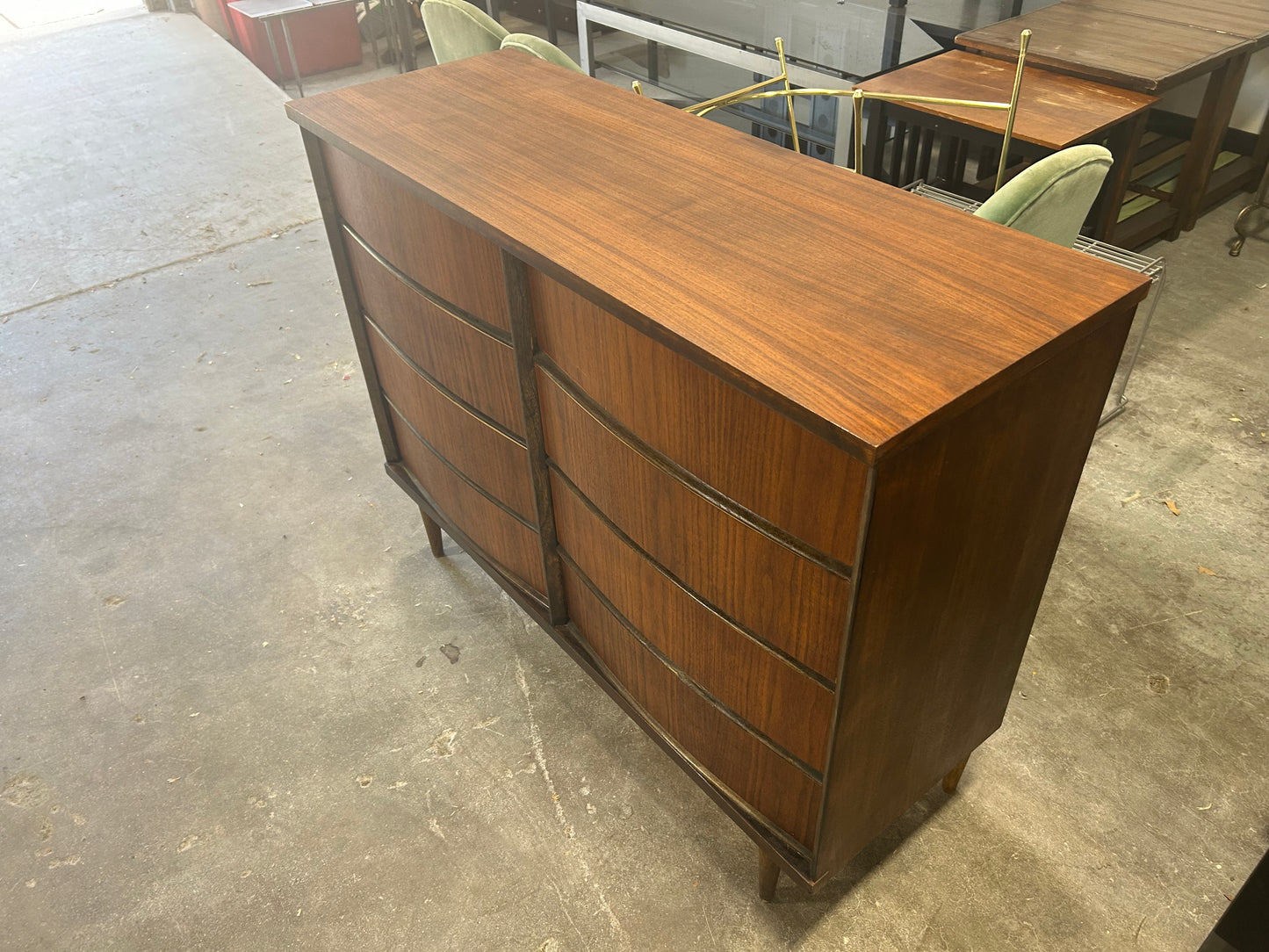 Bassett 8-Drawer MCM Walnut Wood Dresser