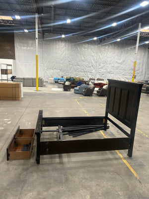 Distressed Dark Brown Queen Bed Frame