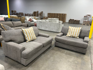 Gray Chenille Oversize Sofa & Loveseat Set