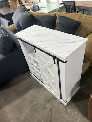 White Farmhouse Wine Rack w/Marbled Top
