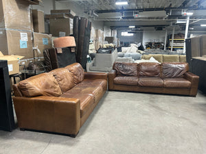 Italian Leather Cognac Tan 2-Pc Durango Sofa Set
