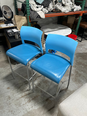 Steelcase 2-Pc Retro Blue Move Barstool Set