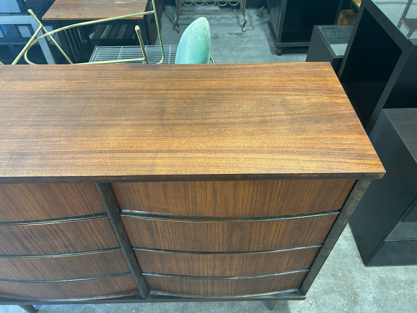 Bassett 8-Drawer MCM Walnut Wood Dresser