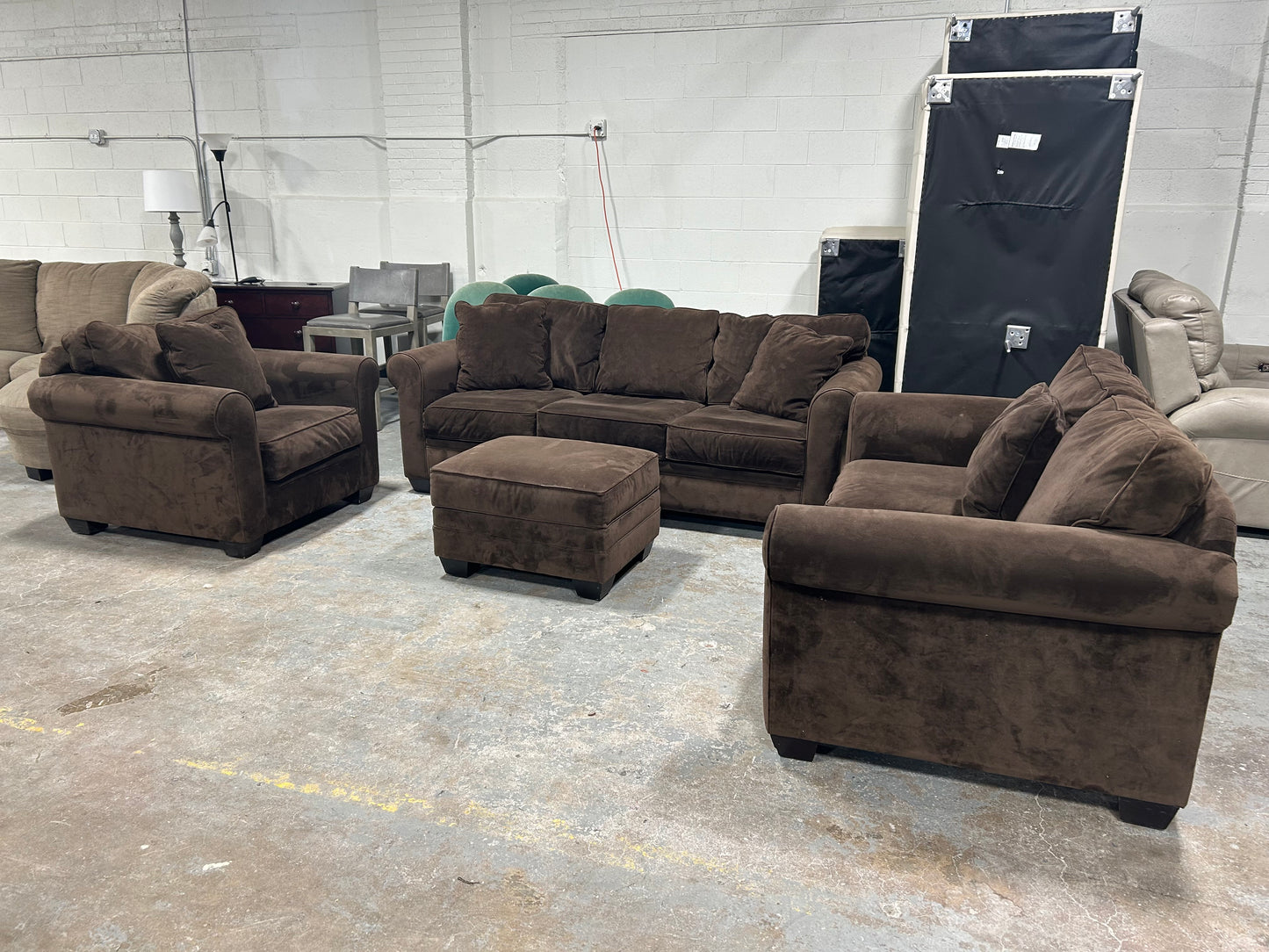 Jonathan Louis 4-Pc Dark Brown Velvet Sofa Set