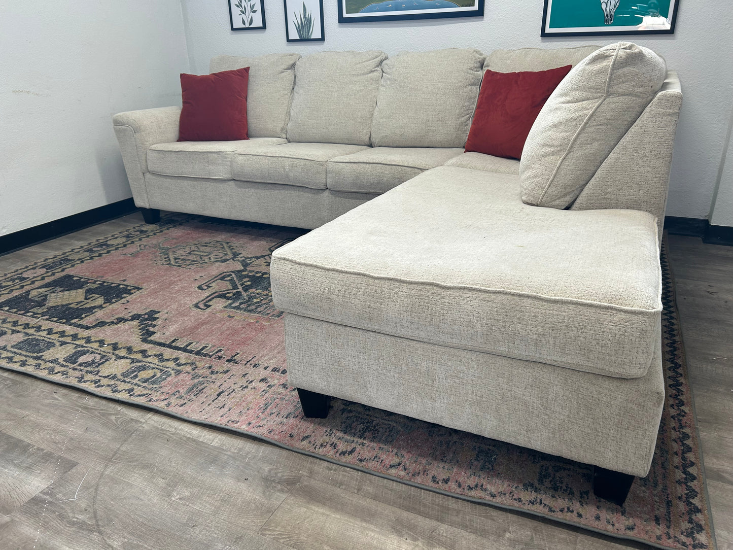 Contemporary Sky Grey Chaise Sectional