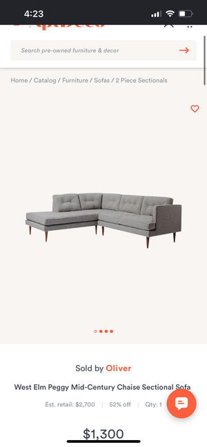 West Elm Peggy Mid-Century Chaise Sectional