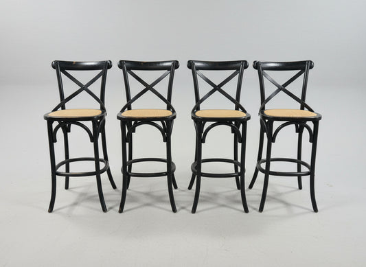 Arhaus 4-Pc Wicker & Wood Cadence Bar Stool Set