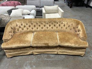 1970s Gold Velvet Hollywood Regency Sofa