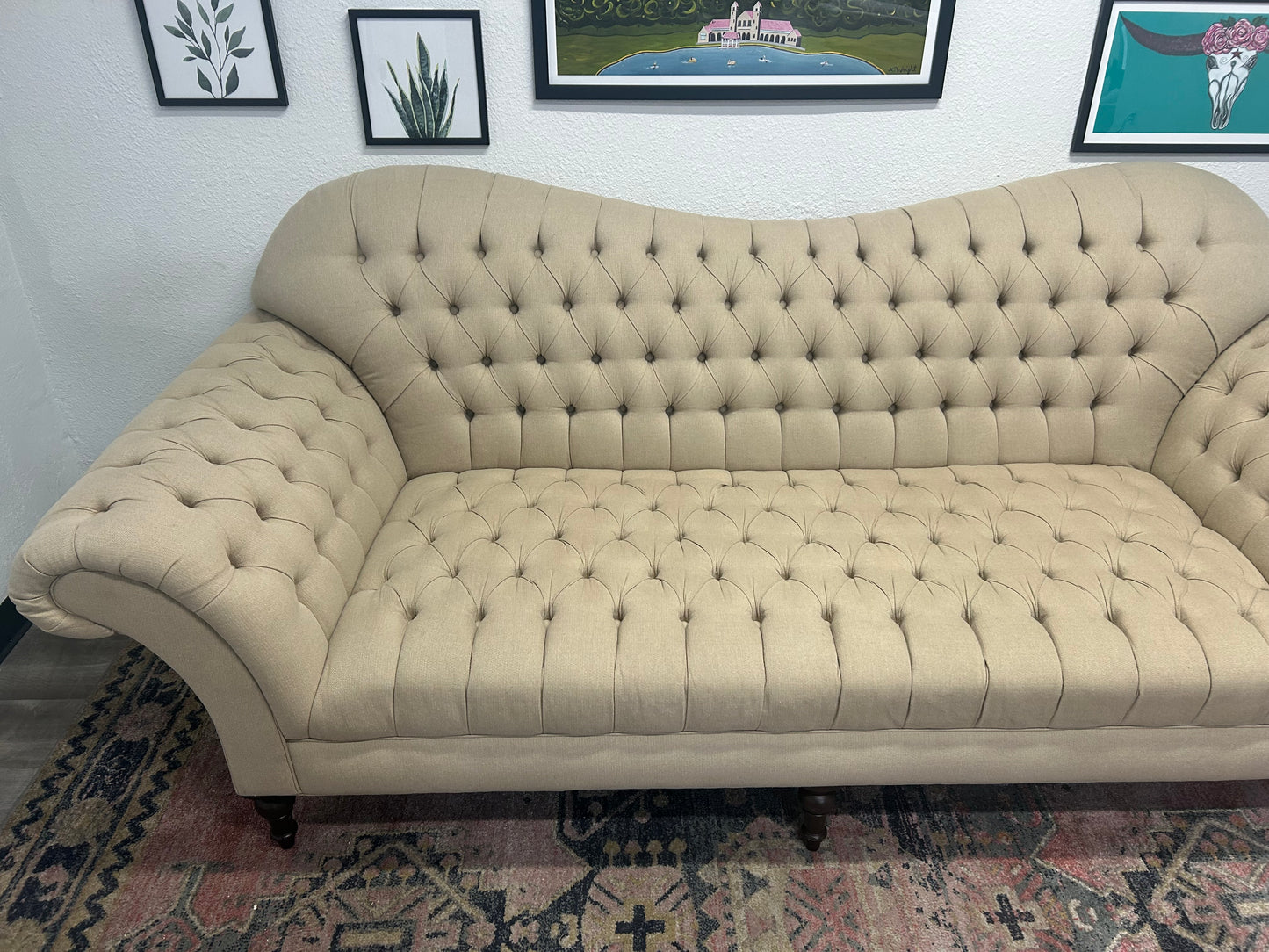 ELEGANT Arhaus Beige Tufted Arabella Sofa