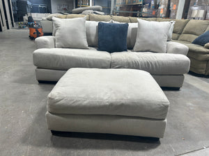 Contemporary Light Gray Oversize Sofa w/Ottoman