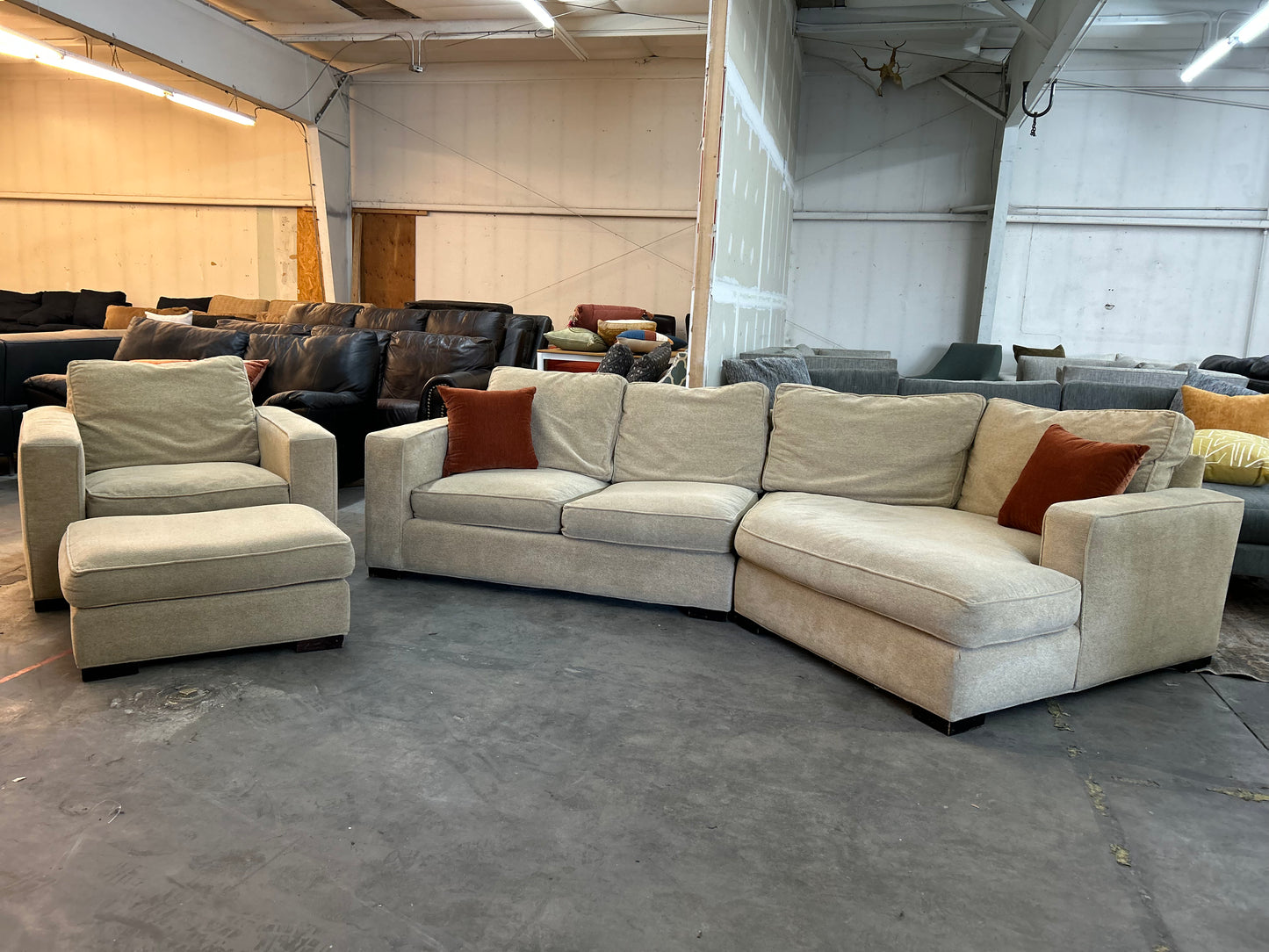 Beige Cuddler Sectional And Chair Set