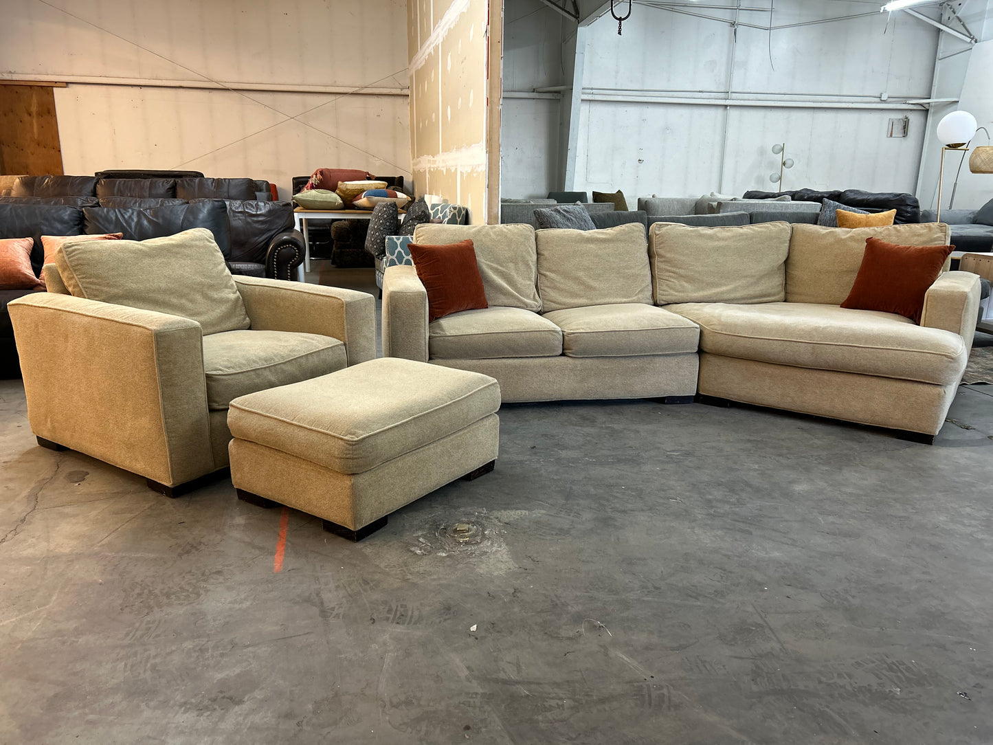 Beige Cuddler Sectional And Chair Set