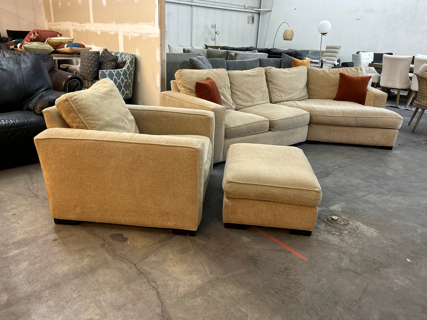 Beige Cuddler Sectional And Chair Set