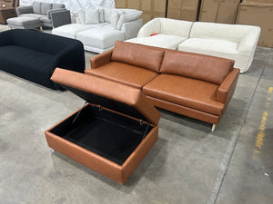 Albany Park 86'' Lido Sofa w/Storage Ottoman (Cognac)