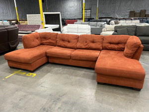 Ashley Burnt Orange Dual Chaise Sleeper Sectional