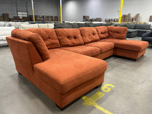 Ashley Burnt Orange Dual Chaise Sleeper Sectional