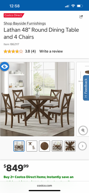 Bayside Furnishings Lathan 48” Round Dining Table & Chair Set
