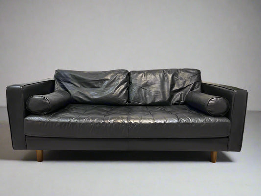 Black Leather Article Sven MCM Sofa