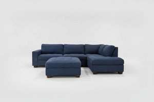 Thomasville Devyn Fabric Sectional w/Storage Ottoman (Navy)