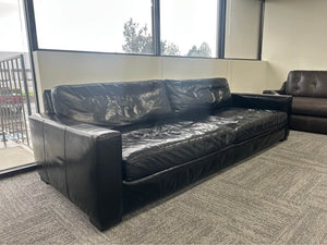 RH Maxwell Leather 2-Cushion Sofa (Ebony)