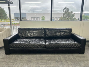 RH Maxwell Leather 2-Cushion Sofa (Ebony)