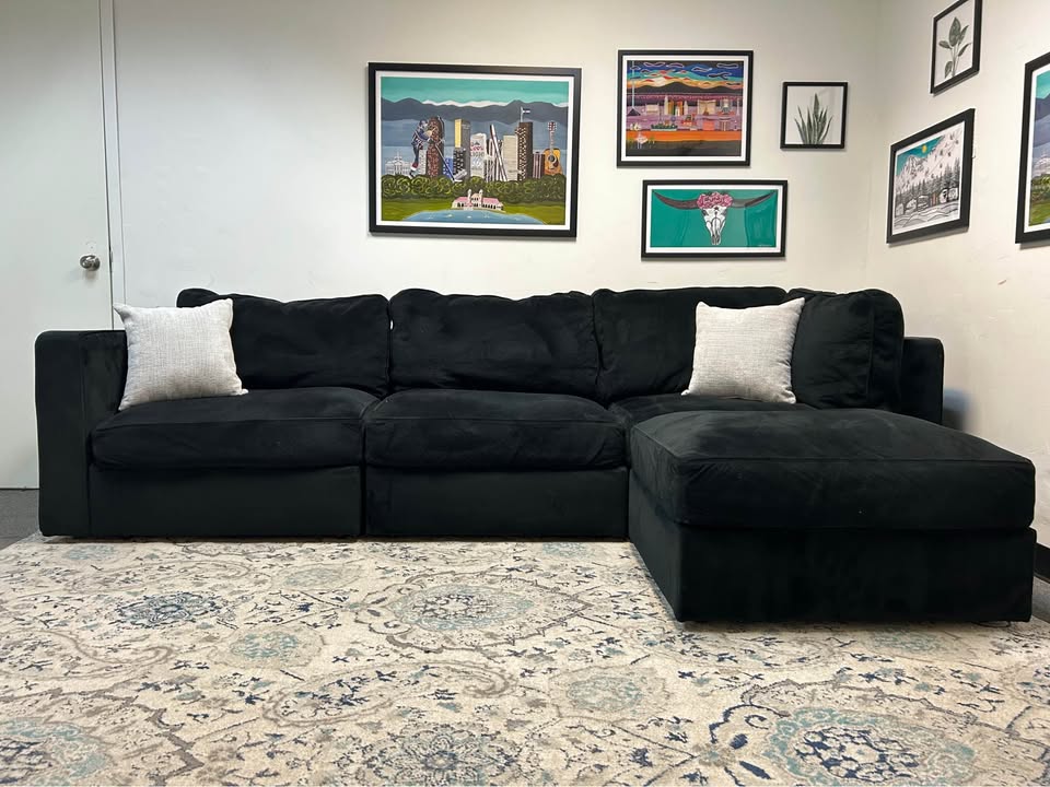 Obsidian Black Velvet LoveSac Sectional