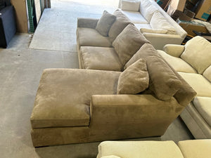 Crate & Barrel Taupe Axis 2-Pc Chaise Sectional