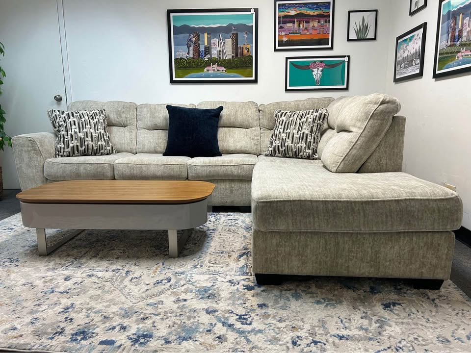 Contemporary Off-White Microfiber Chaise Sectional