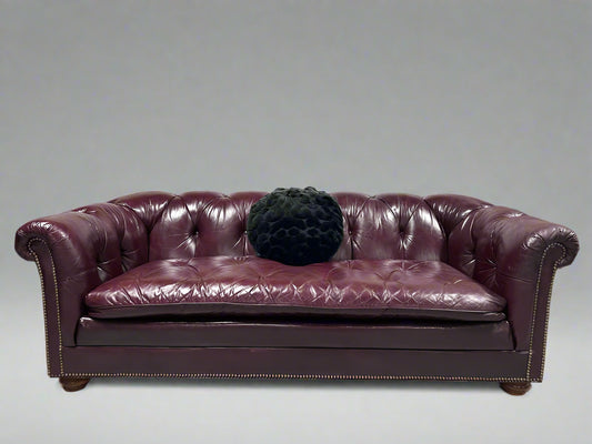 1989 Aubergine Leather MCM Chesterfield Sofa