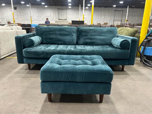 Article 88'' Sven Sofa w/Ottoman (Pacific Blue)