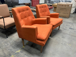 Burnt Orange MCM Accent Chair Set