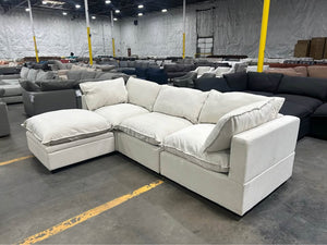 Albany Park 122'' Kova Pillow Cushion Sofa  + Ottoman (Sand Performance Basketweave)