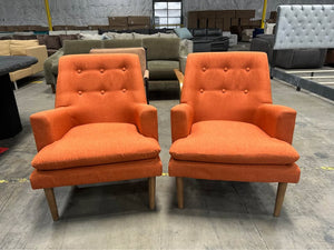 Burnt Orange MCM Accent Chair Set