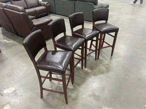 Dark Brown Leather Bar Stools (Set of 4)