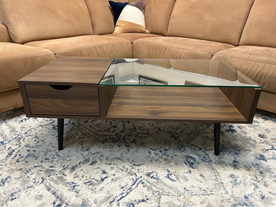 Small Mid-Century Modern Glass-Top Coffee Table