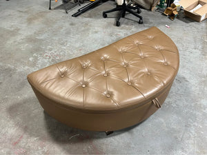 Tufted Tan Leather Storage Ottoman