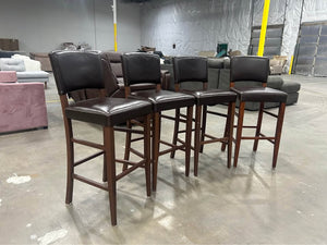 Dark Brown Leather Bar Stools (Set of 4)