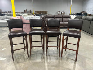 Dark Brown Leather Bar Stools (Set of 4)