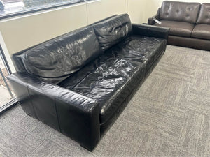 RH Maxwell Leather 2-Cushion Sofa (Ebony)