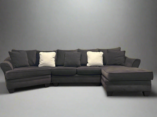 Contemporary Dark Gray Cuddler Chaise Sectional