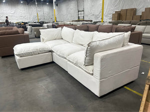 Albany Park 122'' Kova Pillow Cushion Sofa + Ottoman (Oyster White)