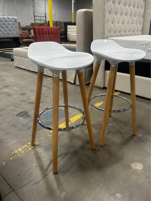 White Molded Shell Backless Stools (Set of 2)