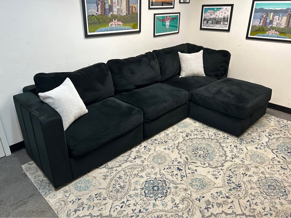 Obsidian Black Velvet LoveSac Sectional