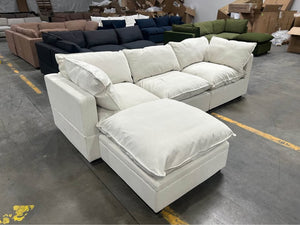 Albany Park 122'' Kova Pillow Cushion Sofa  + Ottoman (Sand Performance Basketweave)