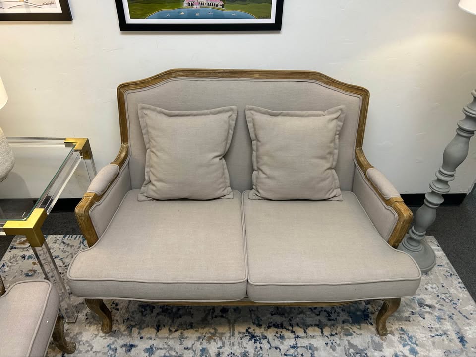2-Piece Baxton Studio Gray Constanza Classic French Sofa And Loveseat Set