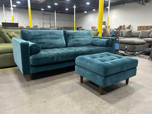 Article 88'' Sven Sofa w/Ottoman (Pacific Blue)