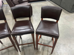 Dark Brown Leather Bar Stools (Set of 4)