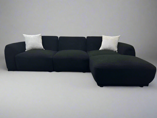 4-Pc Modular Meridian Black Chaise Sectional