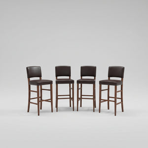 Dark Brown Leather Bar Stools (Set of 4)