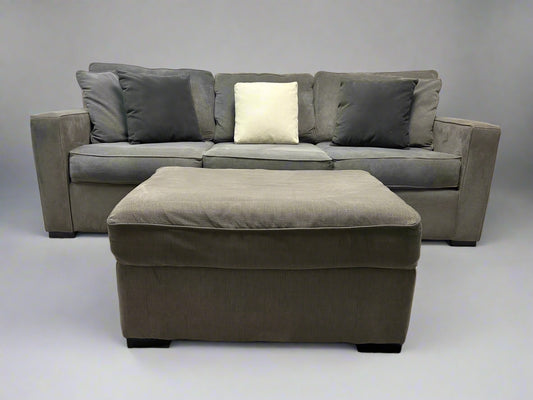 Jonathan Louis Gray Modern Sofa With Ottoman